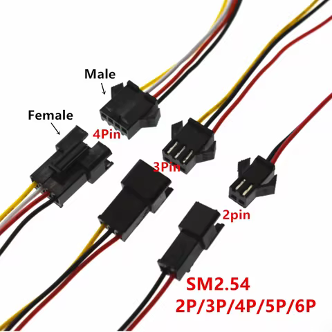 5pairs SM2.54 2 3 4 5 6pin SM Male & female Led Connector 2pin/3pin/4pin/5pin 6pin Wire cable pigtai