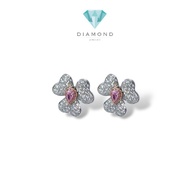 Pink Diamond Fleur Earring Flower 18k / white gold Diamond Earrings - white gold
