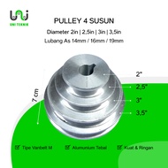 4-tier Pulley - 4-tier Pulley - 2-in-1, 2.3in, 3-in, 3.5in V-belt M transmission Pulley