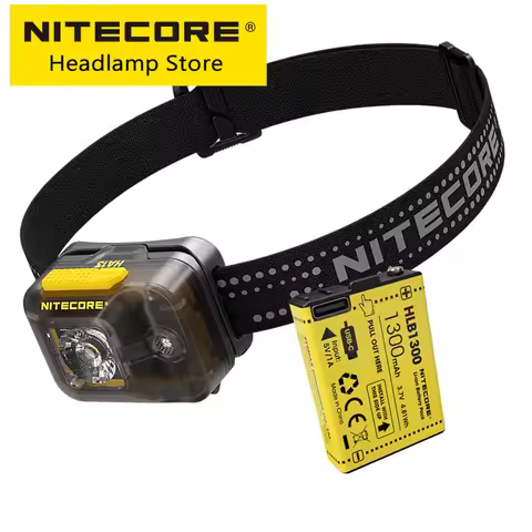 Original NITECORE HA13 350LMs LED Headlamp + HLB1300 Rechareable Li-ion Battery Lightweight Headligh