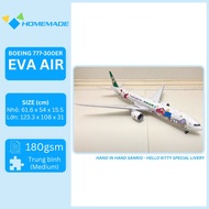 Boeing 777-300ER Eva Air Commercial Airplane Paper Model Kit - Hand In Hand Sanrio - Hello Kitty Spe
