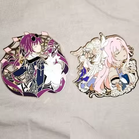 Jing Yuan Elysia Kafka Cosplay Curve Matching Brooch Cartoon Breastpin Badge Pin Emblem Bauble Adorn