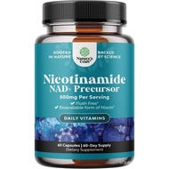 Vitamin B3 Niacinamide 500mg Capsules - Mitochondrial Energy and Potent Skin Supplement - Vitamin B3