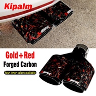 Y Dual Gold Red Forged Carbon Fiber Akrapovic Exhaust Tip Real Carbon h style Muffler Pipe Universal Car Model