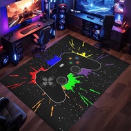 E-Sports Themed Game Controller Rug, Neon Light Anti-Slip Area Rug, Soft Comfortable Non-Skid Floor 