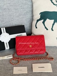 🎀Brand New Free Shipping💙CHANEL AP1071菱格零錢包 手拿隨身包 斜孭袋 魚子醬牛皮｜Color 紅色｜size 20x12.2x1💙配件全齊適合送禮 嚴格檢測貨品絕