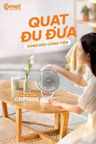 Quạt Sạc Tích Điện COMET CRF1606 treo tường để bàn siêu tiện lợi