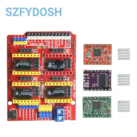 CNC Shield V3 Engraving Machine / 3D Printer / + 4pcs A4988 / 4pcs DRV8825 Stepper Motor Driver For 