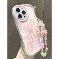 1pc Pink Yellow Gradient Dreamy Castle Fireworks Print Shockproof Soft Silicone Wavy Phone Case With
