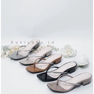 My Feet. Women's Chunky Heels Sandals 3cm Basic Flip Flops Combination Glossy Gems Size 35-41