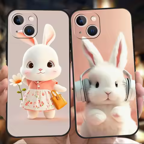 A Cute Rabbit With A Purple Hat Phone Case Cover for iPhone 16 15 14 13 12 Pro Max XR XS 11 7 8 Plus