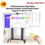 NB TW100 Aluminum Alloy Black Motorized Mobile Stand Support TV Size 75”-110”