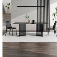 Slate dining table black acrylic legs transparent suspension rectangular dining table and chairs com