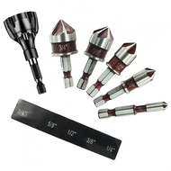6pc Hexagonal Handle Five Edged Red Chamferer 82 Degree Countersink Drill Bit