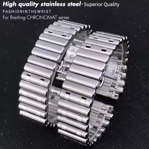 22mm 316L High Quality Stainless Steel Watchband Fit for Breitling Chronomat B01 Silver Waterproof W