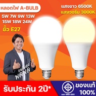 หลอดไฟ LED หลอดLED ขั้วE27 หลอดไฟกลม ใช้ไฟฟ้าบ้าน 220V หลอดไฟE27 3W 5W 7W 9W 13W 15W 18W 24W แสงสว่างนวลตา