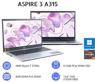 Laptop Acer ASPIRE 3 A315-44P Ryzen 7 5700U 8GB 512GB W11 15.6FHD