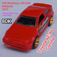 MERAH Hot Wheels HW Workshop Drift Toyota Corolla AE86 Red Replace Loose Rubber Tires
