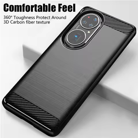 For Huawei P50 Pro Case Shockproof Bumper Carbon Fiber Soft Silicone TPU Slim Back Cover P 50 Pro Ph