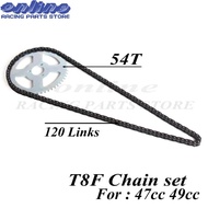 T8F chain and 54T Chain plate for mini moto atv quad 2 stroke 47cc 49cc motorcycle engine parts acce