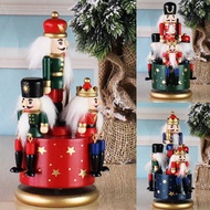 Q0Christmas Nutcracker Kids Birthday Home Decoration Music Box DIY Wooden Nutcracker Toy Crafts