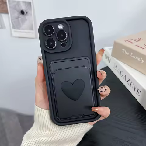 3D Love Heart Card Bag Slot Holder Pocket Case For Samsung Galaxy S25 Ultra S24 FE S23 S22 Plus A06 