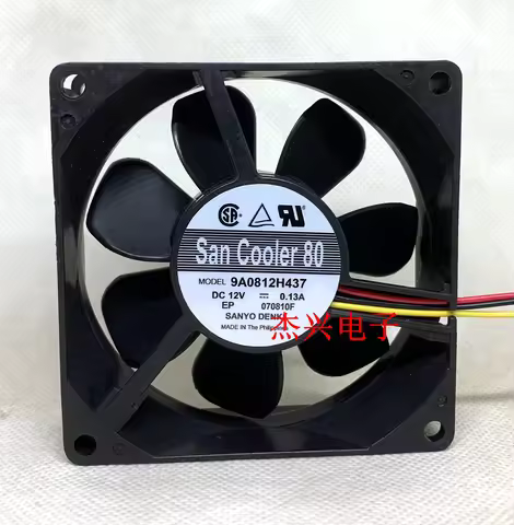 SANYO DENKI 9A0812H437 DC 12V 0.13A 80x80x25mm 3-Wire Cooling Fan
