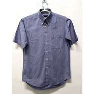 STYLE403: DURBAN men M size shortsleeve cotton shirt/ men blue office shirt pit 21