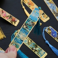 1 pc Retro Floral Painting Metal Bookmark Hollow Bronzing Bookmark With Tassel For Book Club Reader 