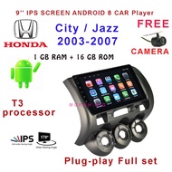 (READY STOCK)ON SALES HONDA CITY 2003-2008 / JAZZ 2004-2007 9" CAR ANDROID 12.0 PLAYER FREE REAR CAM