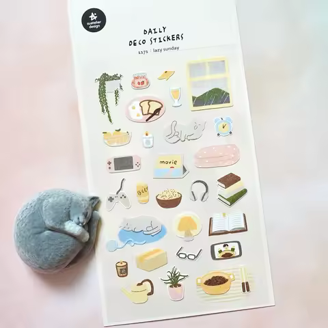 Korean Import Suatelier Lazy Sunday Paper Stickers Scrapbooking Diy Journal Stationery Sticker Deco 