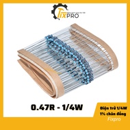 Resistor 1/4W 0.47R 0R47 1% copper pin bag of 50