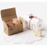 White-Brown House-Shaped Cookie Candy Box Kraft Paper