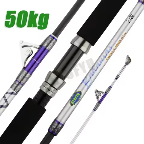 1.98M 2.1M Saltwater Spinning Big Game Fishing Rod 50kg 2 Piece Offshore Trolling Rod Sea Boat Fishi