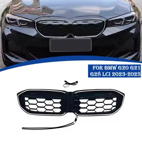 LED Car Front Bumper Grille For BMW G20 G21 G28 LCI 2023-25 Honeycomb Mesh Racing Grills Replace Gri