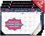 3 Pack of Desk Calendar 2025-2026, 21 Months Calendar Runs from October 2025 to June 2027 - Large 17