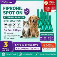Fipronil Pet Spot On 猫狗体外驱虫滴剂 | Flea Tick Mite Killer | 跳蚤蜱虫螨虫驱杀 | 3支装 | SG Ready Stock