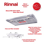 Rinnai Slim Cooker Hood RH-S95A-SSVR 90cm Slim Hood - Recirculation with Charcoal Filter