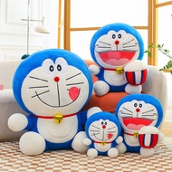 Mainan Plush Kartun Popcorn Doraemon, Anak Patung Kucing Doraemon yang Comel, Bantal Haiwan Boneka
