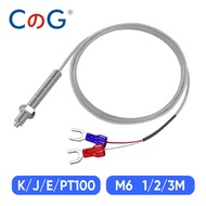 CG M6 Screw Temperature Sensor K/J/E/PT100 Type Thermocouple RTD 0-600℃ WIre 1/2/3M for Industrial T