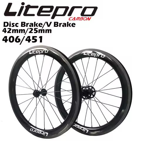 Litepro Carbon Folding Bike 20 inch Crabon Wheel Rims 5x74mm 5x100 QR 5x130 Wheelset 451 Rim Brake V