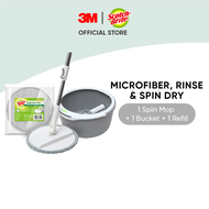 3M™ Scotch-Brite™ Single Spin Mop T6 Microfiber Set 1 pc/pack For cleaning home floor easily &amp; handsfree