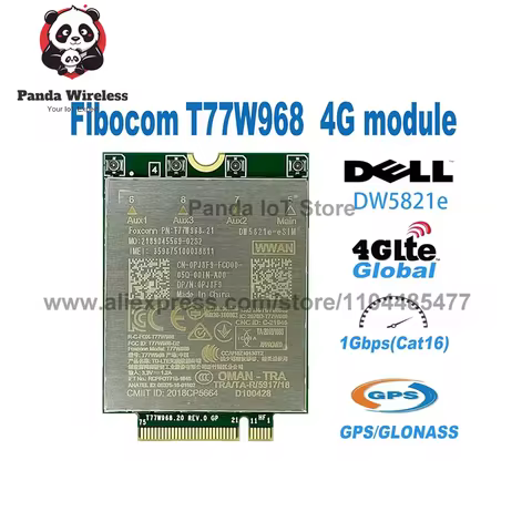 Foxconn T77W968 DW5821e DW5821e-eSIM X20 LTE Cat16 1Gbps FDD-LTE TDD-LTE 4G Module for Dell 5420 542