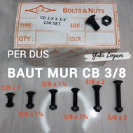 1 Box of CB 3/ 8 Nuts, 14 key nuts, truck bed bolts, fence bolts, umbrella bolts, carriage bolts, le