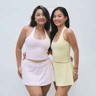 Augety Studio Women's Slim Strap Crop Top and Flared Tennis Skirt Set, BELLE Set