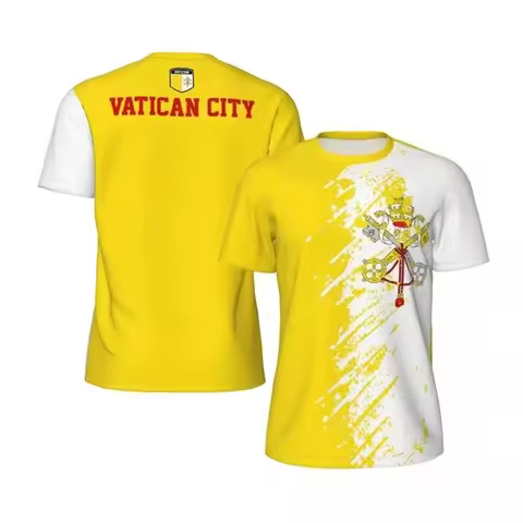 Vatican City Flag Graphic Football T Shirts Mens National Emblem 3D Printed Sports Tops Running Bike