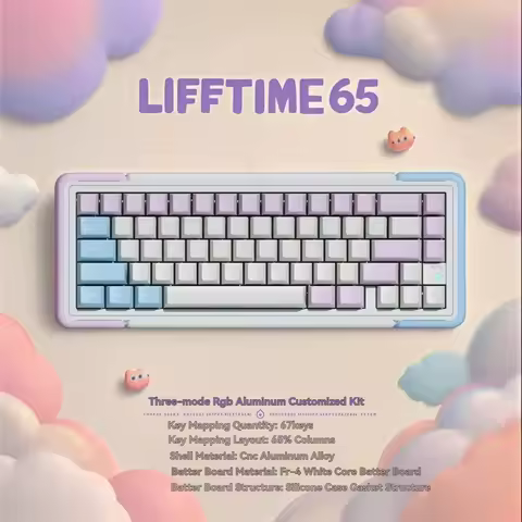 LIFETIME65 Mechanical Keyboard Kit Wireless Tri-mode Gasket Hot-Swap RGB Custom Cute 65% Aluminum Of