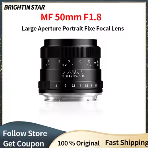Brightin Star 50mm F1.8 MF APS-C Large Aperture Portrait Fixe Focal Mirrorless Canera Lens for Sony