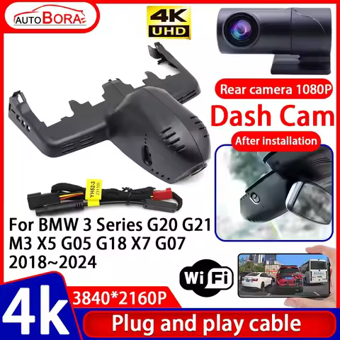 AutoBora Video Recorder Night Vision 4K Plug and Play Car DVR Dash Cam for BMW 3 Series G20 G21 M3 X