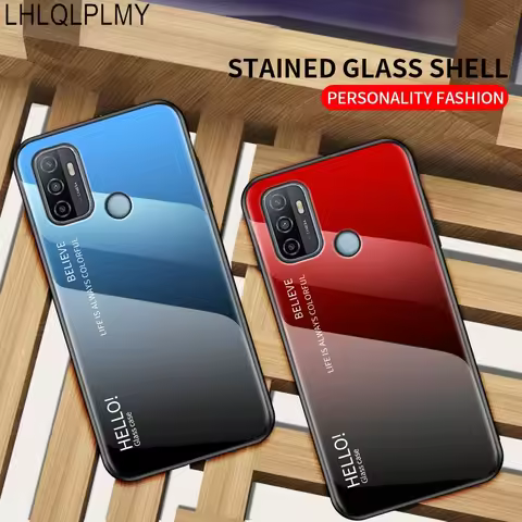 Gradient Tempered Glass Case For OPPO A53 A52 A72 A3 A5 Pro 5G A3X A5X Realme C75 C61 C63 C31 C30 S 